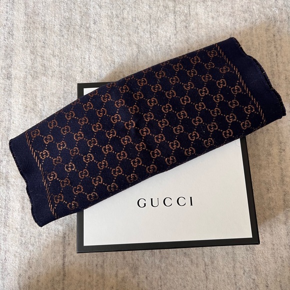 Gucci Accessories - Gucci Metallic GG Wool Scarf